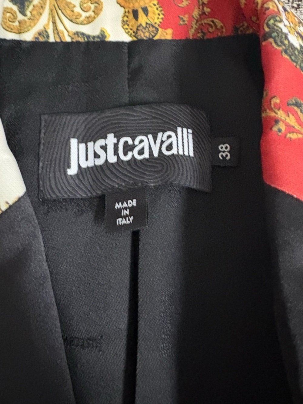 Just Cavalli Red & White Paisley Satin Blazer - Picture 4 of 7